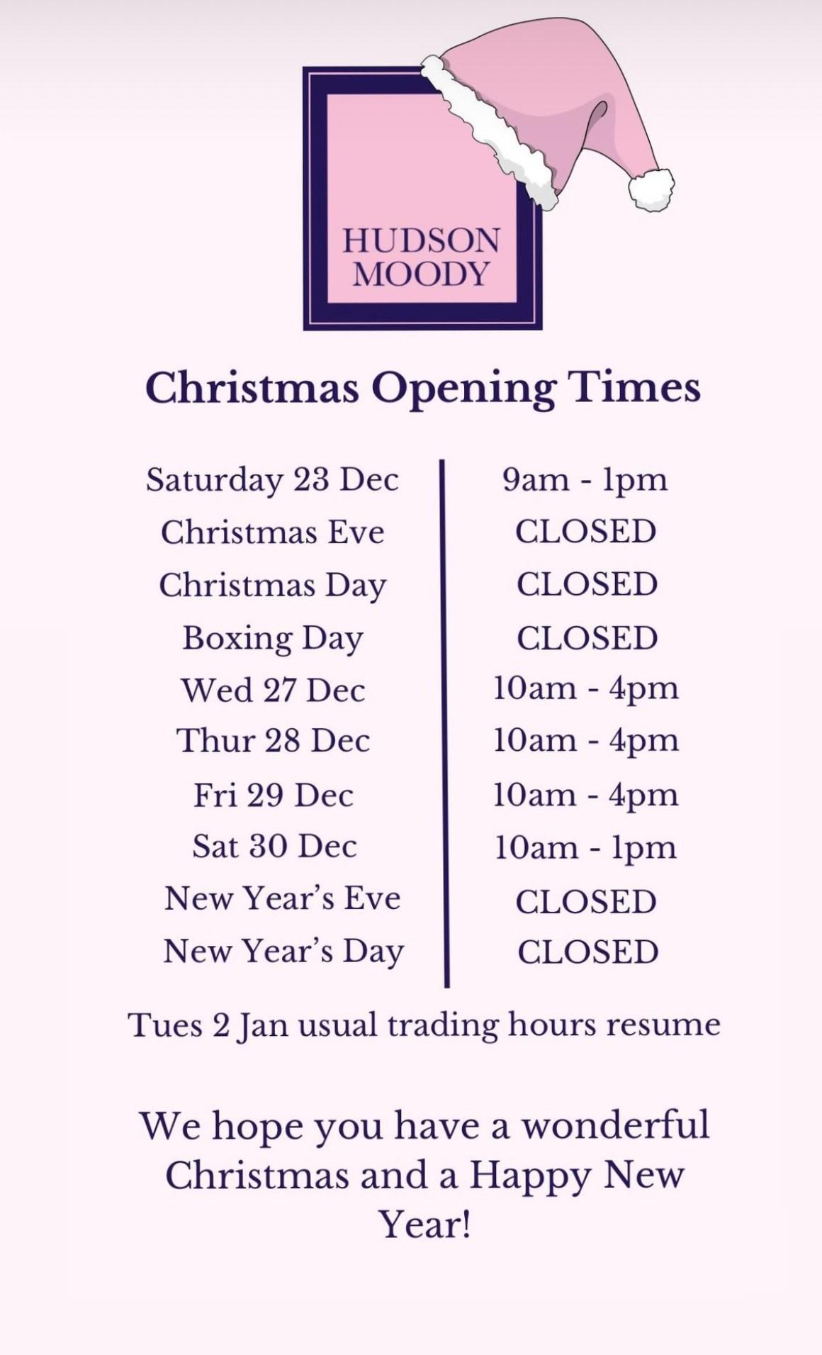 Christmas Opening Times 2023